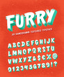 © tortugin - Furry. Retro Styled Funny 3D Hand Drawn Alphabet. Letters, Numbers and Symbols.
