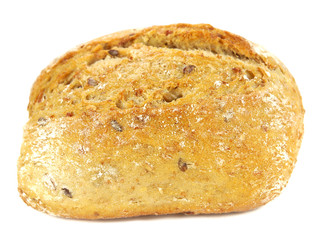 Bread with seeds isolated on white background