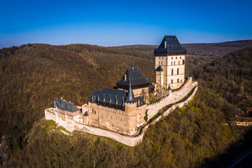 Wall Mural - Karlstejn Castle is a large Gothic castle founded 1348 CE by Charles IV, Holy Roman Emperor-elect and King of Bohemia. There are hidden Czech crown jewels, holy relics, and other royal treasures.