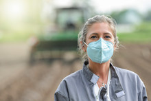 Portrait Of A Woman Worker Wearing Her Protective Mask