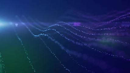 Wall Mural - swaying streams of particles. abstract background with blue movement and flicker particles on a dark