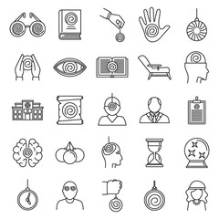 Hypnosis health icons set. Outline set of hypnosis health vector icons for web design isolated on white background