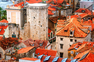 Wall Mural - Aerial view of Split, Croatia. Old historical buildings and famous Palace of the Emperor Diocletian