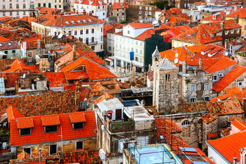 Wall Mural - Aerial view of Split, Croatia. Old historical buildings and famous Palace of the Emperor Diocletian