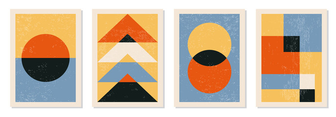Wall Mural - Set of minimal 20s geometric design posters, vector template with primitive shapes elements