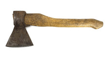 Old, Rusty Axe Isolated On A White Background
