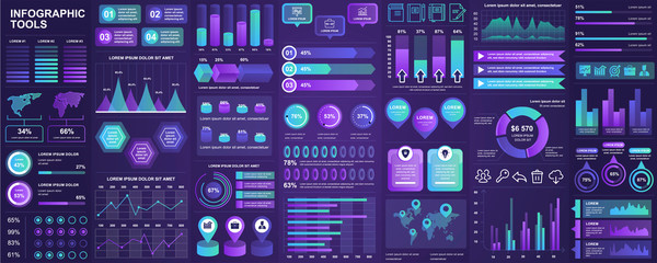 Poster - Bundle infographic UI, UX, KIT elements with charts, diagrams, workflow, flowchart, timeline, online statistics, marketing icons elements design template. Vector info graphics and infographics set.