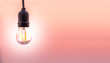 © CravenA - Several LED bulb on pink sunset background. Saving energy concept