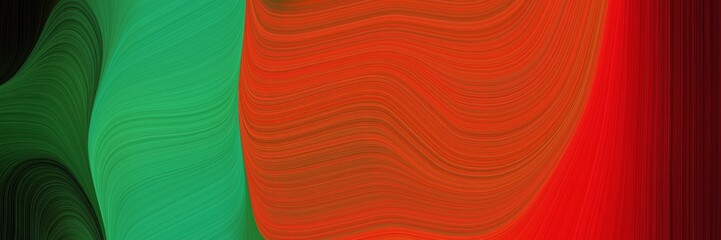 Leinwandbilder - abstract moving banner design with forest green, sea green and firebrick colors. fluid curved lines with dynamic flowing waves and curves