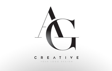 Wall Mural - ag ga letter design logo logotype icon concept with serif font and classic elegant style look vector