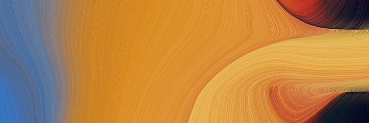 Fototapete - abstract artistic designed horizontal header with peru, dark slate blue and bronze colors. fluid curved flowing waves and curves