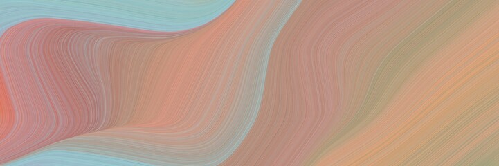 Poster - abstract flowing horizontal header with rosy brown, pastel blue and dark salmon colors. fluid curved lines with dynamic flowing waves and curves