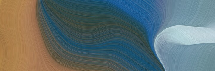 Poster - abstract modern designed horizontal banner with teal blue, dark slate gray and peru colors. fluid curved lines with dynamic flowing waves and curves