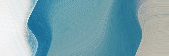 Fototapete - abstract surreal designed horizontal banner with cadet blue, light gray and teal blue colors. fluid curved lines with dynamic flowing waves and curves