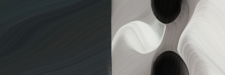 Leinwandbilder - abstract artistic header with very dark blue, silver and gray gray colors. fluid curved lines with dynamic flowing waves and curves