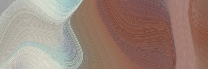 Leinwandbilder - abstract decorative horizontal banner with pastel brown, silver and ash gray colors. fluid curved lines with dynamic flowing waves and curves
