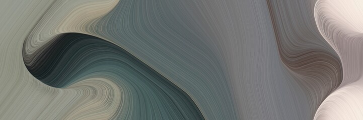 Aufkleber - abstract modern horizontal banner with dim gray, light gray and very dark blue colors. fluid curved lines with dynamic flowing waves and curves