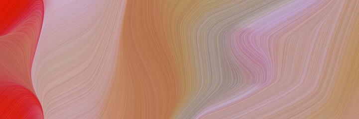 Leinwandbilder - abstract artistic horizontal banner with rosy brown, firebrick and peru colors. fluid curved flowing waves and curves