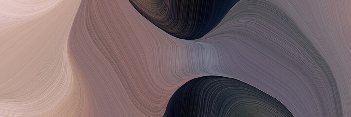 Aufkleber - abstract decorative horizontal banner with dim gray, tan and very dark blue colors. fluid curved flowing waves and curves