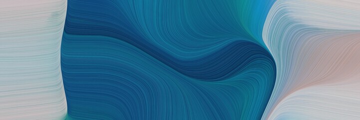 Poster - abstract artistic designed horizontal header with teal, ash gray and cadet blue colors. fluid curved lines with dynamic flowing waves and curves