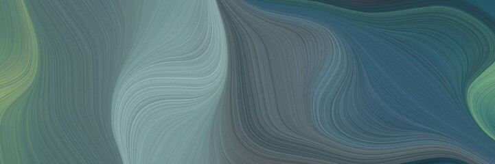 Leinwandbilder - abstract modern designed horizontal banner with dim gray, dark sea green and dark slate gray colors. fluid curved flowing waves and curves