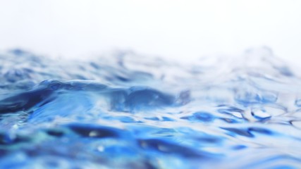 Wall Mural - Soft blur focus of Abstract water splash surface filling the frame with the water drop and waving liquid with an air bubble on a white background and copy space.