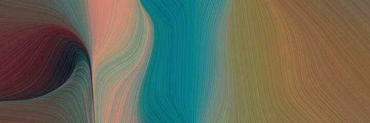 Aufkleber - abstract surreal designed horizontal header with pastel brown, teal and very dark violet colors. fluid curved lines with dynamic flowing waves and curves