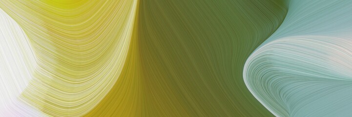 Aufkleber - abstract artistic designed horizontal banner with silver, dark olive green and dark khaki colors. fluid curved flowing waves and curves