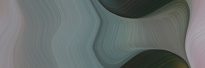 Poster - abstract flowing horizontal banner with dim gray, very dark blue and dark gray colors. fluid curved lines with dynamic flowing waves and curves