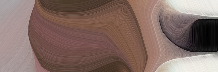 Poster - abstract surreal designed horizontal banner with pastel brown, light gray and very dark pink colors. fluid curved flowing waves and curves
