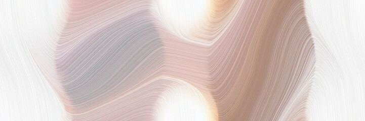 Poster - abstract decorative horizontal banner with light gray, linen and rosy brown colors. fluid curved lines with dynamic flowing waves and curves