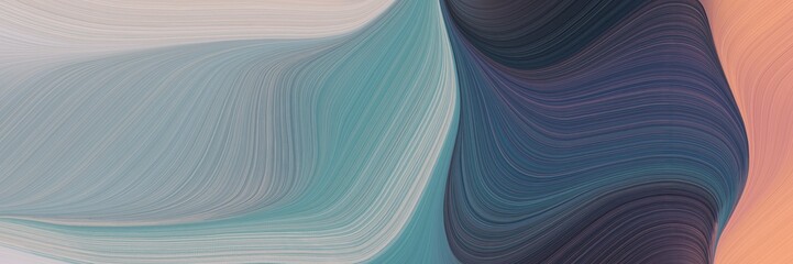 Aufkleber - abstract moving designed horizontal header with light slate gray, dark slate gray and tan colors. fluid curved lines with dynamic flowing waves and curves