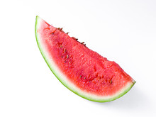 Sliced Watermelon On White Plate With Spoon And Fork Stock Photo With Bright Background.
