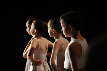 Dancers ballet backstage are waiting for performance