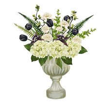 Memorial Vase Decorated With Lush Floral Composition