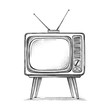 Old TV hand drawn vector