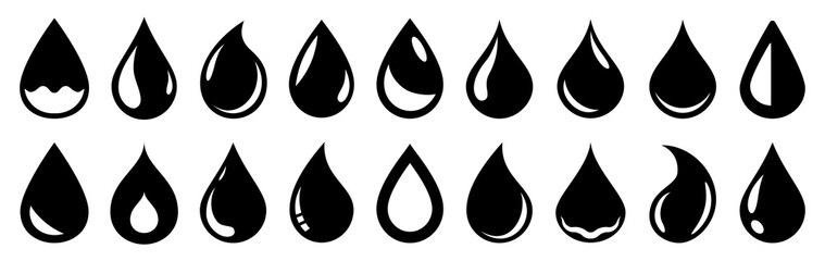 Water or oil drop set icons – vector