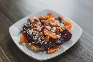 plate of roasted beet and orange salad