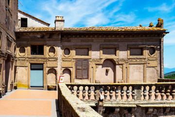 Wall Mural - Balcony of Palazzo Orsini, Orsini Palace in the historic district of Bomarzo, Province of Viterbo, Lazio, Italy