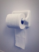 Close-up Of Toilet Paper On Holder Mounted On Wall
