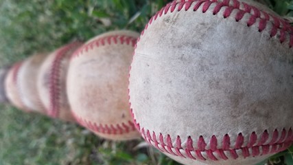 baseball in grass