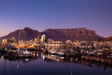 View Of Table Mountain At Dawn From Waterfront Of Cape Town