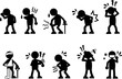 © 往子 山本 - A set of cartoon silhouettes of various diseases on a white background.