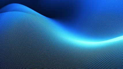 Wall Mural - 4K motion graphic of blue digital particles wave flow, Digital cyberspace abstract background