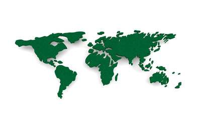 Green earth. World countries map. 3D map. Horizontally world map. isolated on white background. 3d render illustration.