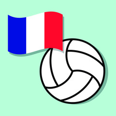 Wall Mural - Volleyball ball with France national flag 