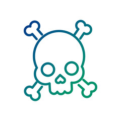 Sticker - skull and bones crossed line style icon