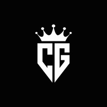 CG Logo Monogram Emblem Style With Crown Shape Design Template