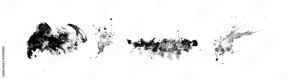 Collection abstract of ink stroke and ink splash for grunge design ...