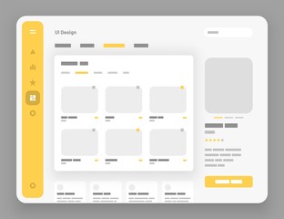 Concept for social media, online store, hotel reservation. Wireframes screens. Dashboard UI and UX Kit design. Use for mobile app or website.